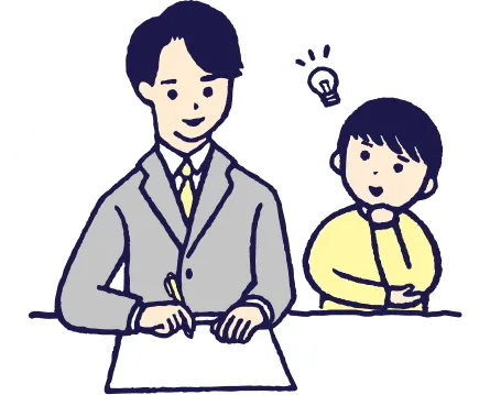 マンツーマンで個別指導を行うイラスト