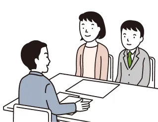三者面談をするイラスト