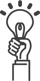 電球を持った手のイラスト